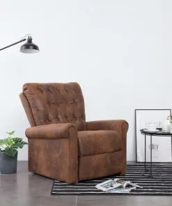 vidaXL Reclining Chair Brown Faux Suede Leather