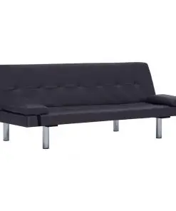 vidaXL Sofa Bed with Two Pillows Brown Faux Leather