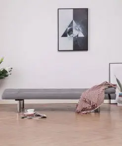 vidaXL Sofa Bed with Two Pillows Light Grey Polyester