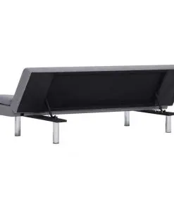 vidaXL Sofa Bed with Two Pillows Light Grey Polyester