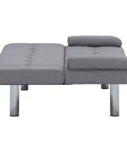 vidaXL Sofa Bed with Two Pillows Light Grey Polyester