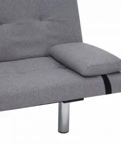 vidaXL Sofa Bed with Two Pillows Light Grey Polyester