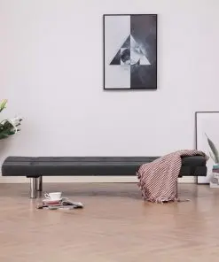 vidaXL Sofa Bed with Two Pillows Dark Grey Polyester