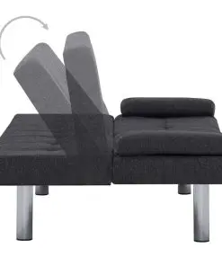 vidaXL Sofa Bed with Two Pillows Dark Grey Polyester