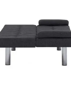 vidaXL Sofa Bed with Two Pillows Dark Grey Polyester