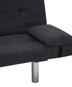 vidaXL Sofa Bed with Two Pillows Dark Grey Polyester