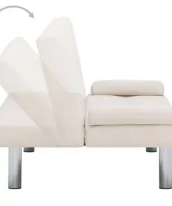 vidaXL Sofa Bed with Two Pillows Cream Polyester