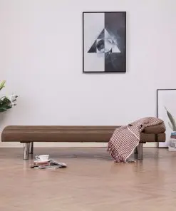 vidaXL Sofa Bed with Two Pillows Brown Polyester