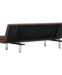 vidaXL Sofa Bed with Two Pillows Brown Polyester