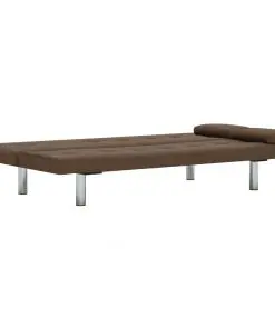 vidaXL Sofa Bed with Two Pillows Brown Polyester