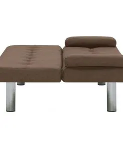 vidaXL Sofa Bed with Two Pillows Brown Polyester