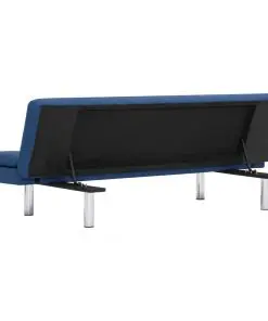 vidaXL Sofa Bed with Two Pillows Blue Polyester