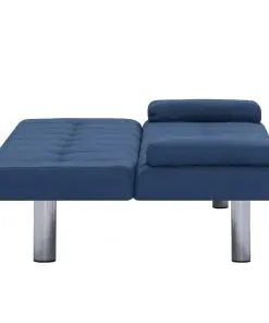vidaXL Sofa Bed with Two Pillows Blue Polyester