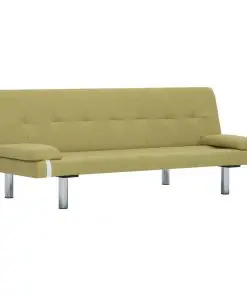 vidaXL Sofa Bed with Two Pillows Green Polyester