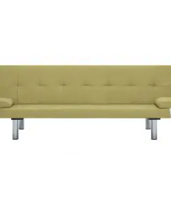 vidaXL Sofa Bed with Two Pillows Green Polyester