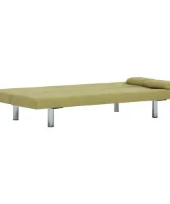 vidaXL Sofa Bed with Two Pillows Green Polyester