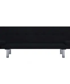 vidaXL Sofa Bed with Two Pillows Black Polyester