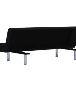 vidaXL Sofa Bed with Two Pillows Black Polyester