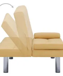 vidaXL Sofa Bed with Two Pillows Yellow Polyester