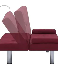 vidaXL Sofa Bed with Two Pillows Wine Red Polyester
