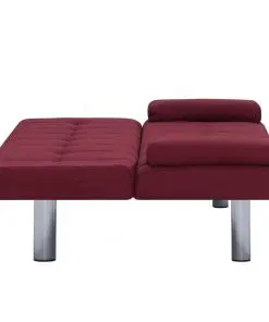 vidaXL Sofa Bed with Two Pillows Wine Red Polyester