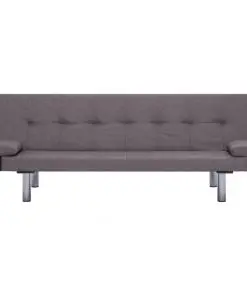 vidaXL Sofa Bed with Two Pillows Taupe Polyester