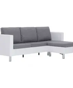 vidaXL 3-Seater Sofa with Cushions White Faux Leather