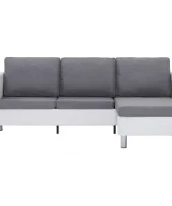 vidaXL 3-Seater Sofa with Cushions White Faux Leather