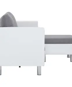 vidaXL 3-Seater Sofa with Cushions White Faux Leather