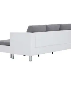 vidaXL 3-Seater Sofa with Cushions White Faux Leather