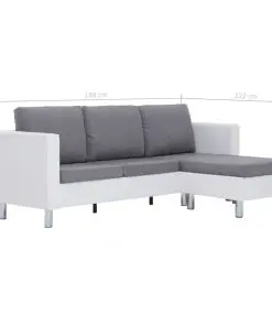 vidaXL 3-Seater Sofa with Cushions White Faux Leather