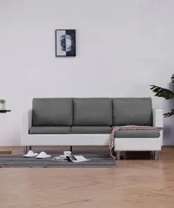 vidaXL 3-Seater Sofa with Cushions White Faux Leather