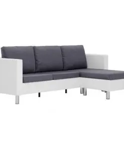 vidaXL 3-Seater Sofa with Cushions White Faux Leather