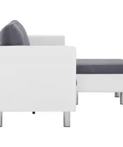 vidaXL 3-Seater Sofa with Cushions White Faux Leather
