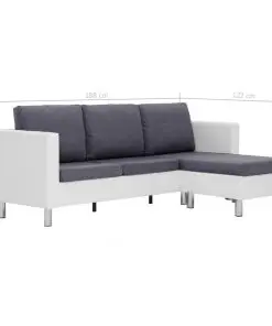vidaXL 3-Seater Sofa with Cushions White Faux Leather