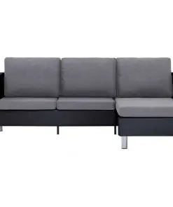 vidaXL 3-Seater Sofa with Cushions Black Faux Leather