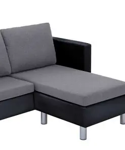 vidaXL 3-Seater Sofa with Cushions Black Faux Leather