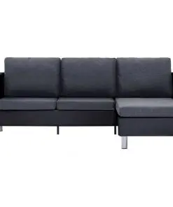 vidaXL 3-Seater Sofa with Cushions Black Faux Leather