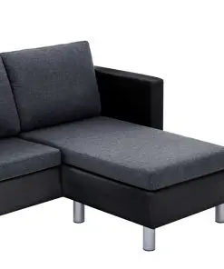 vidaXL 3-Seater Sofa with Cushions Black Faux Leather