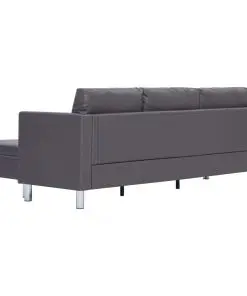 vidaXL 3-Seater Sofa with Cushions Grey Faux Leather
