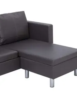 vidaXL 3-Seater Sofa with Cushions Grey Faux Leather