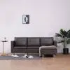 vidaXL 3-Seater Sofa with Cushions Grey Faux Leather