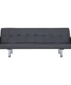 vidaXL Sofa Bed with Armrest Grey Faux Leather