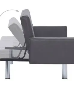 vidaXL Sofa Bed with Armrest Grey Faux Leather