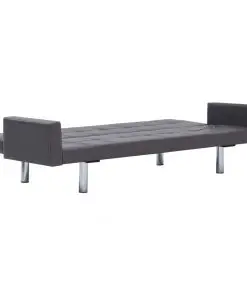 vidaXL Sofa Bed with Armrest Grey Faux Leather