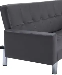 vidaXL Sofa Bed with Armrest Grey Faux Leather