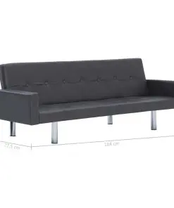 vidaXL Sofa Bed with Armrest Grey Faux Leather