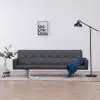 vidaXL Sofa Bed with Armrest Grey Faux Leather