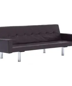 vidaXL Sofa Bed with Armrest Brown Faux Leather