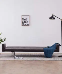 vidaXL Sofa Bed with Armrest Brown Faux Leather